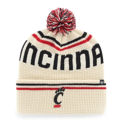  Cincinnati Bearcats '47 Unisex Quattrle Waffle Cuffed Knit Hat with Pom - Cream
