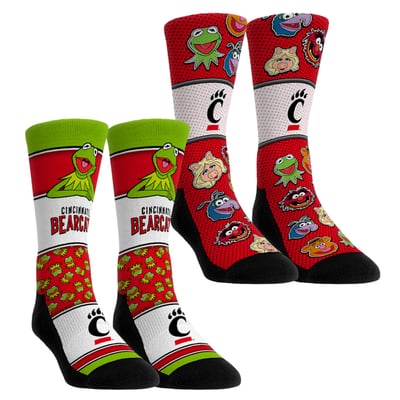  Cincinnati Bearcats Rock Em Unisex Muppets 2-Pack Crew Socks Set