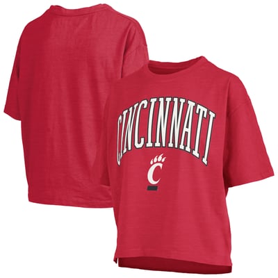 Cincinnati Bearcats Pressbox Women's Oversized Nelson Arch Over Logo Slub T-Shirt - Red