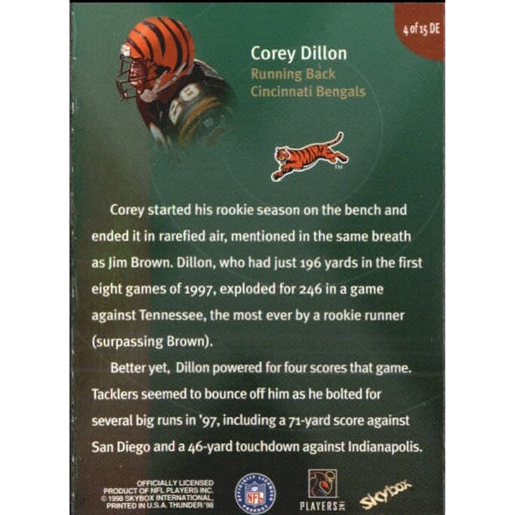 1998 SkyBox Thunder Destination Endzone #4DE Corey Dillon