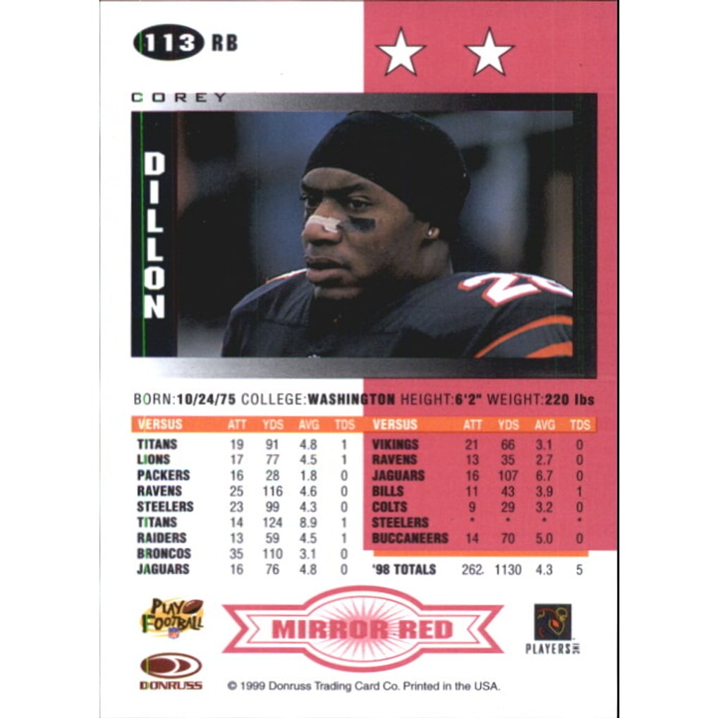 1999 Leaf Certified Mirror Red #113 Corey Dillon
