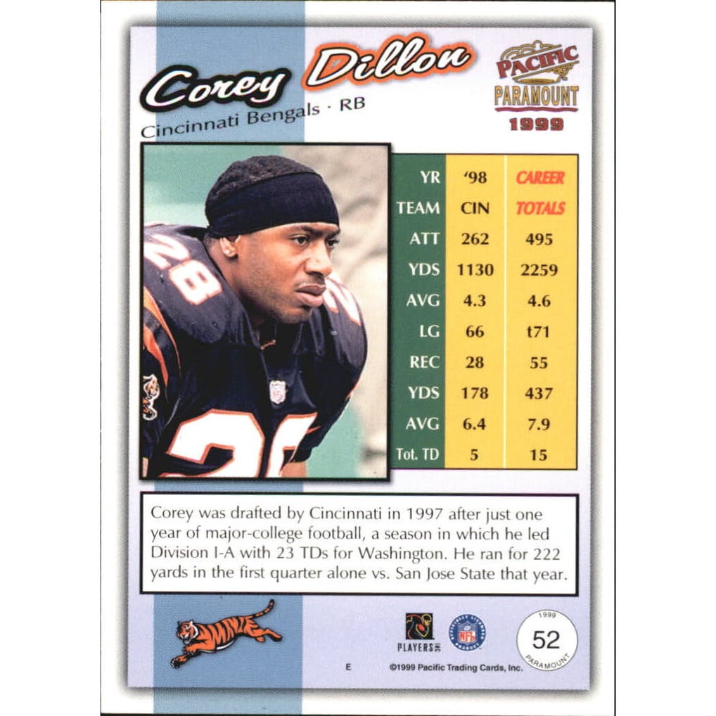 1999 Paramount HoloGold #52 Corey Dillon