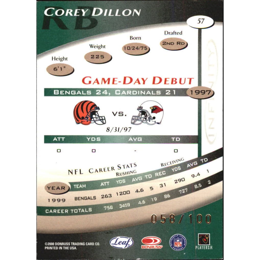 2000 Quantum Leaf Infinity Green #57 Corey Dillon