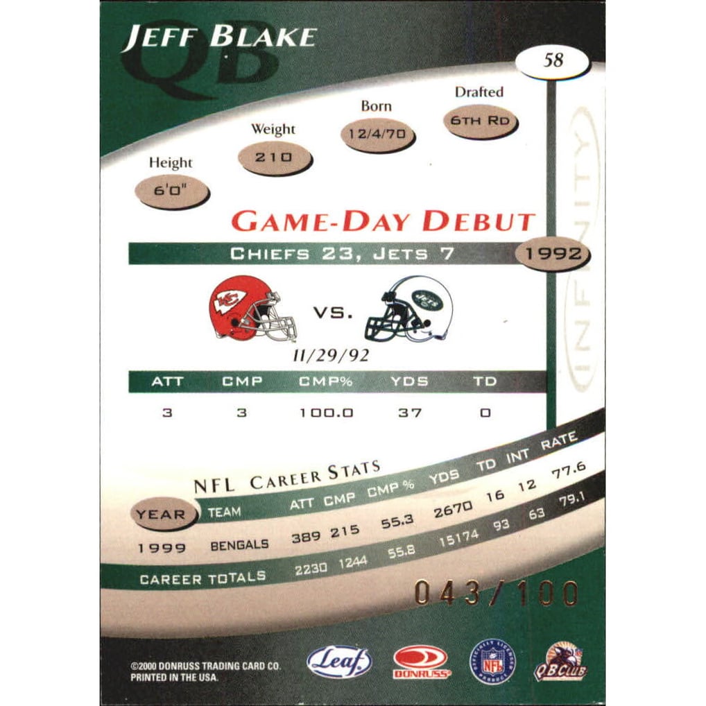 2000 Quantum Leaf Infinity Green #58 Jeff Blake