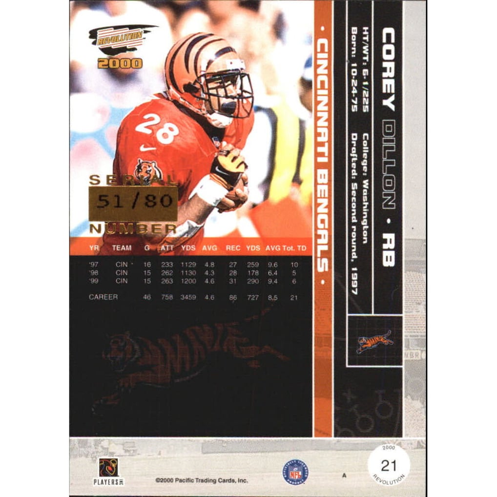 2000 Revolution Silver #21 Corey Dillon
