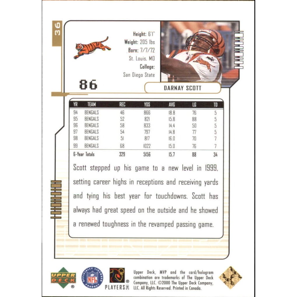 2000 Upper Deck MVP Gold Script #36 Darnay Scott
