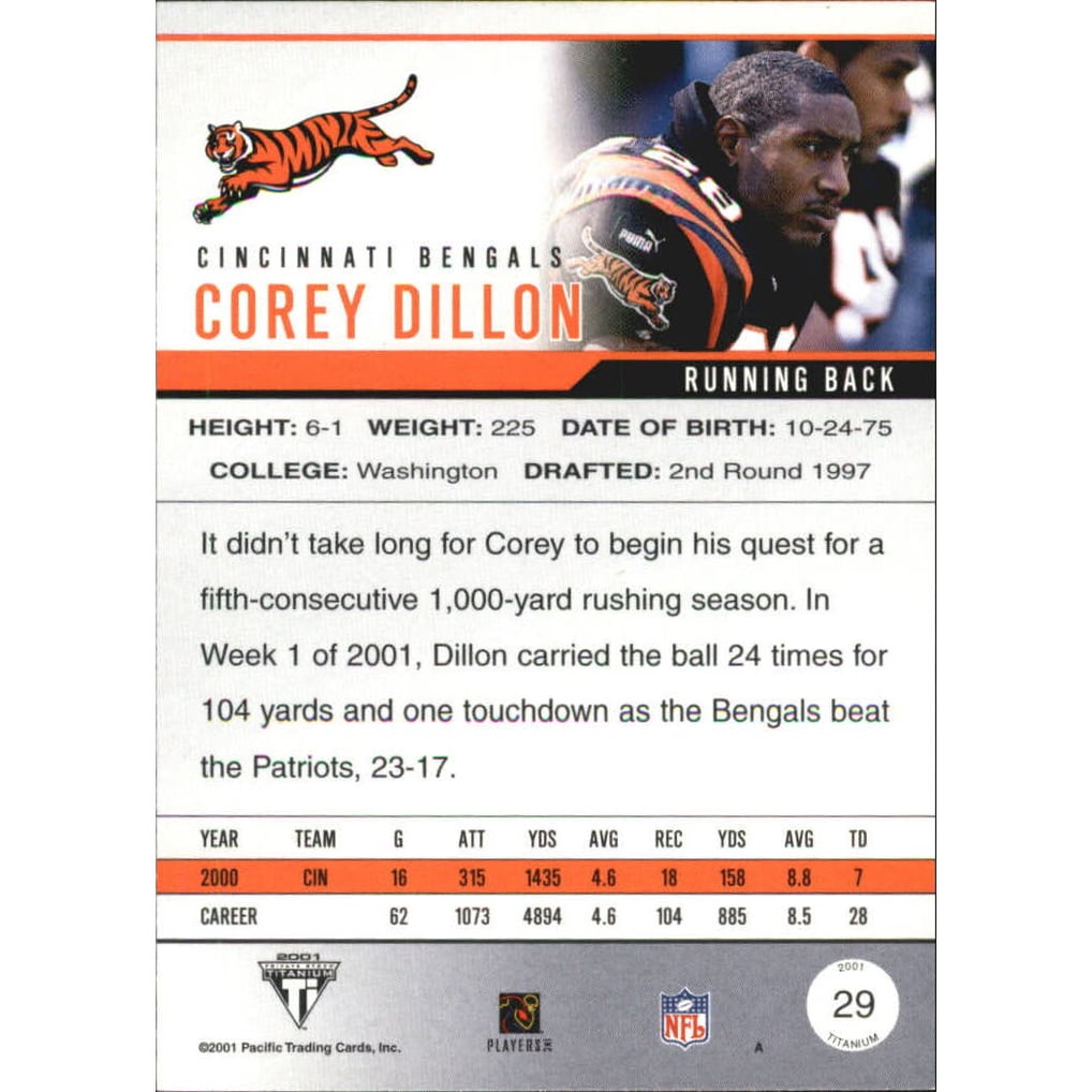 2001 Titanium Red #29 Corey Dillon
