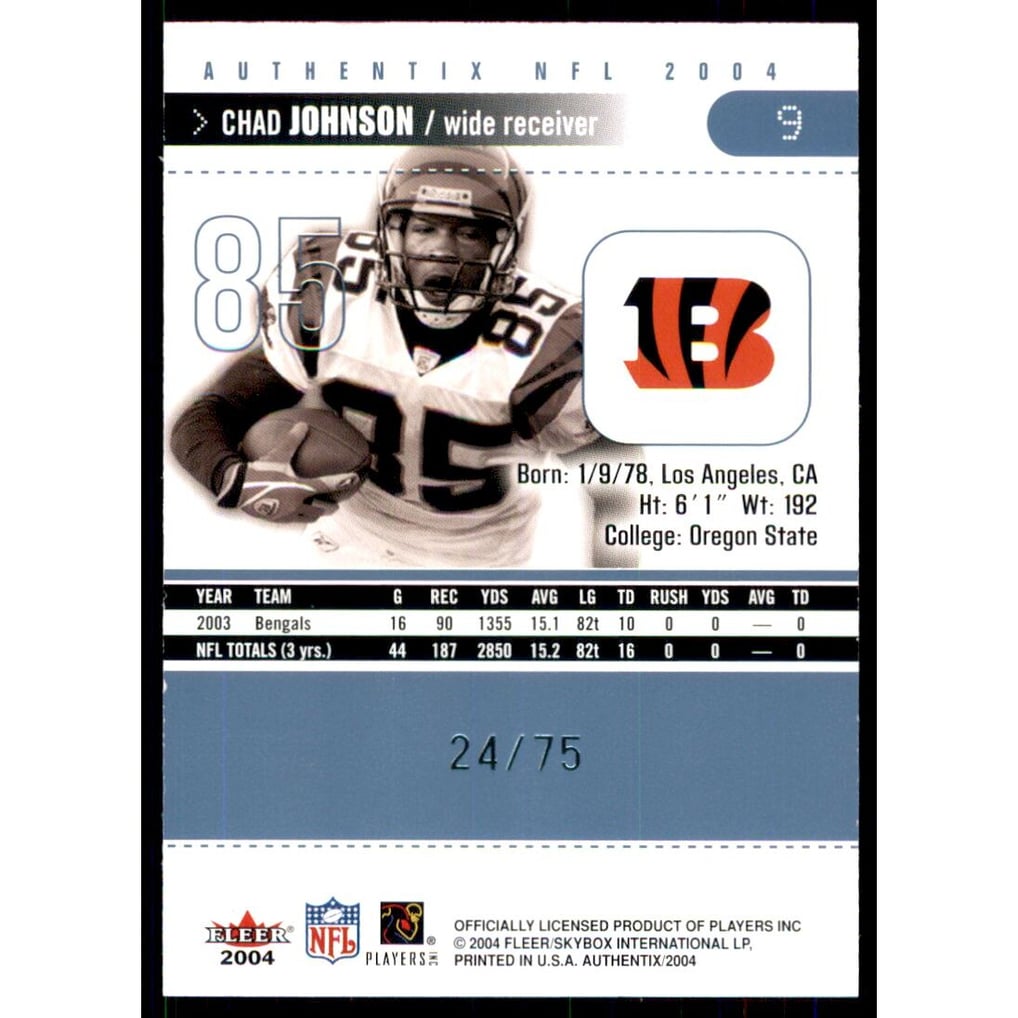 2004 Fleer Authentix Balcony Blue #9 Chad Johnson