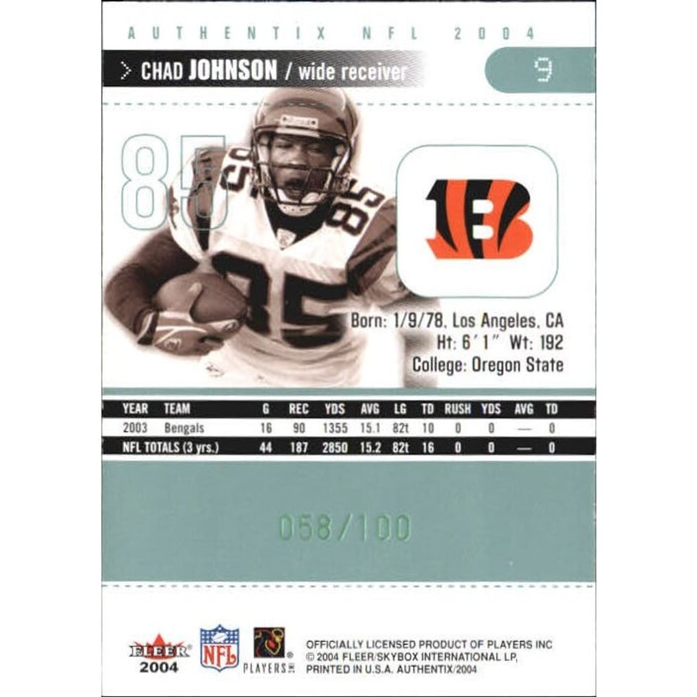 2004 Fleer Authentix General Admission Green #9 Chad Johnson