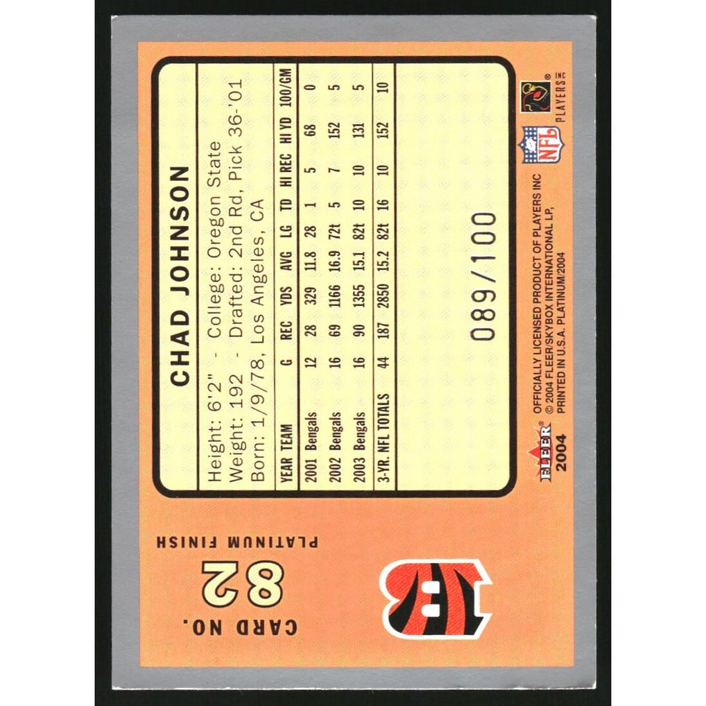 2004 Fleer Platinum Finish #82 Chad Johnson