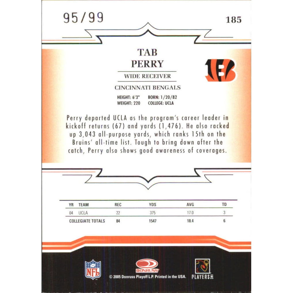 2005 Throwback Threads Silver Holofoil #185 Tab Perry