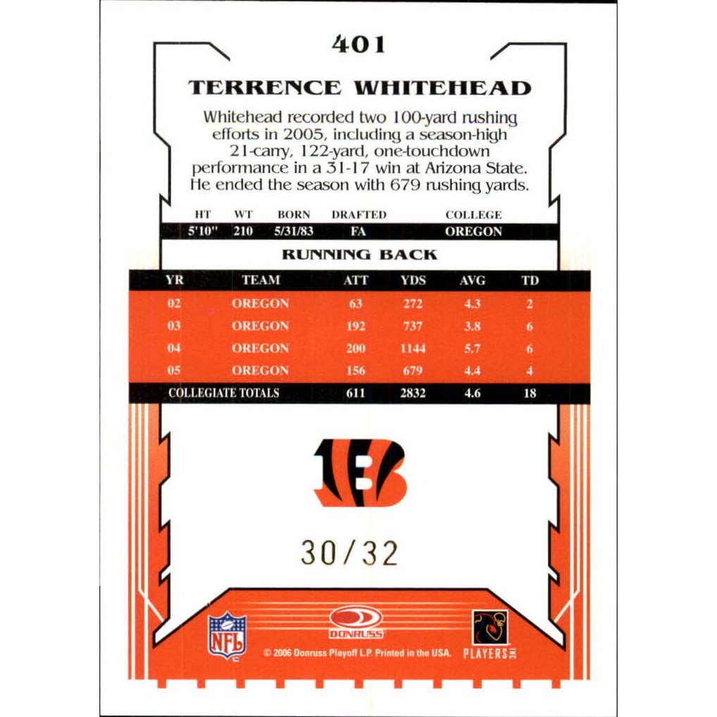 2006 Select Artist's Proof #401 Terrence Whitehead