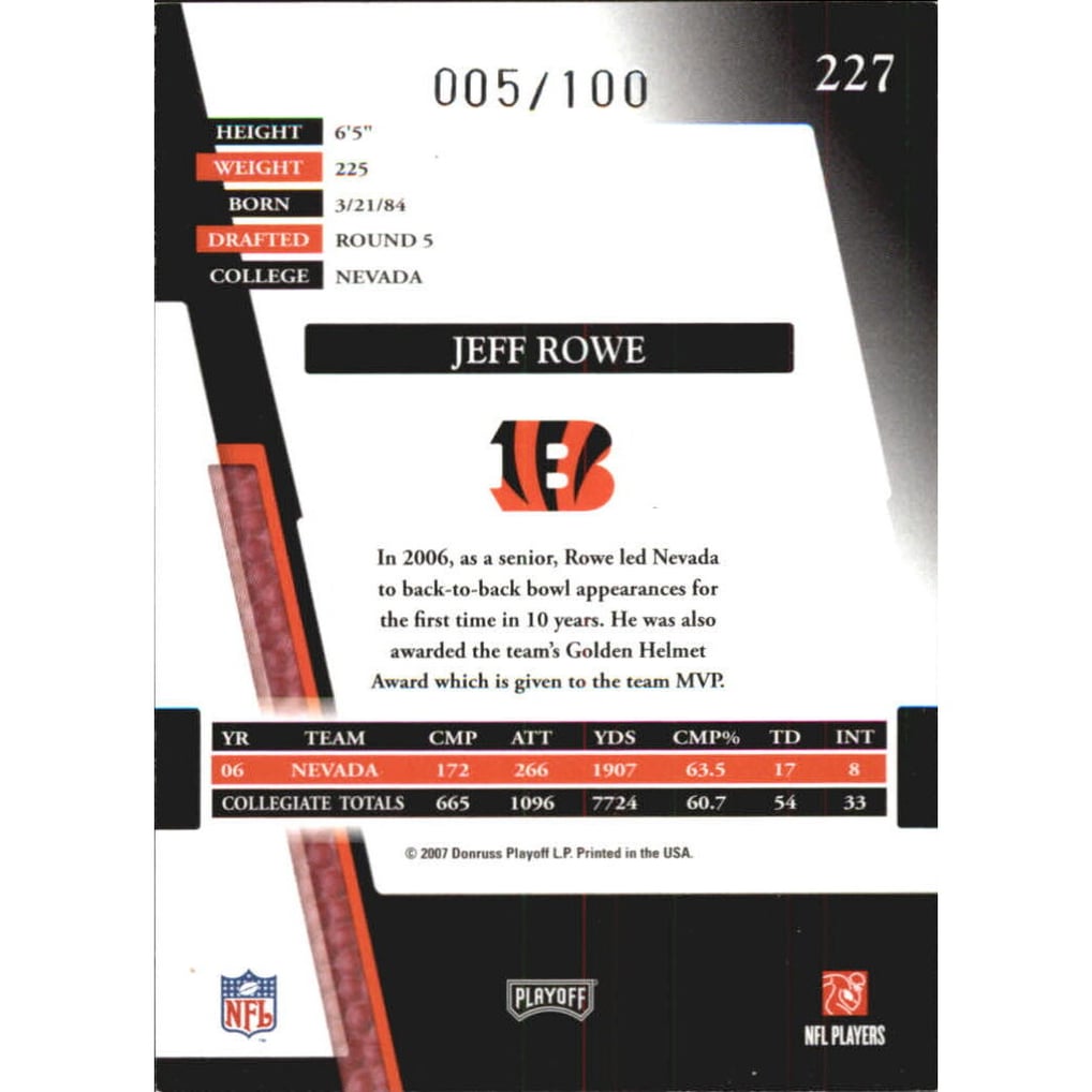 2007 Absolute Memorabilia Spectrum Silver #227 Jeff Rowe