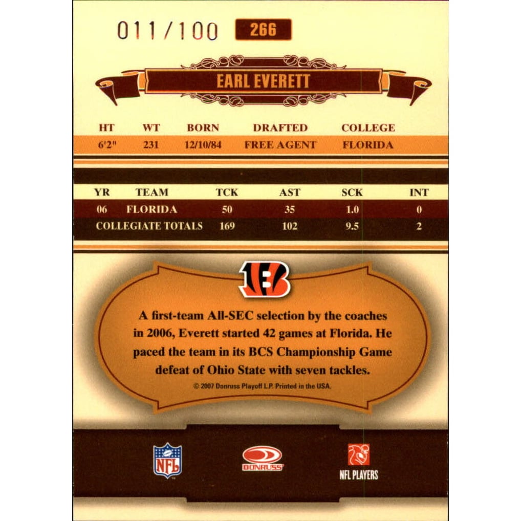2007 Donruss Classics Timeless Tributes Bronze #266 Earl Everett