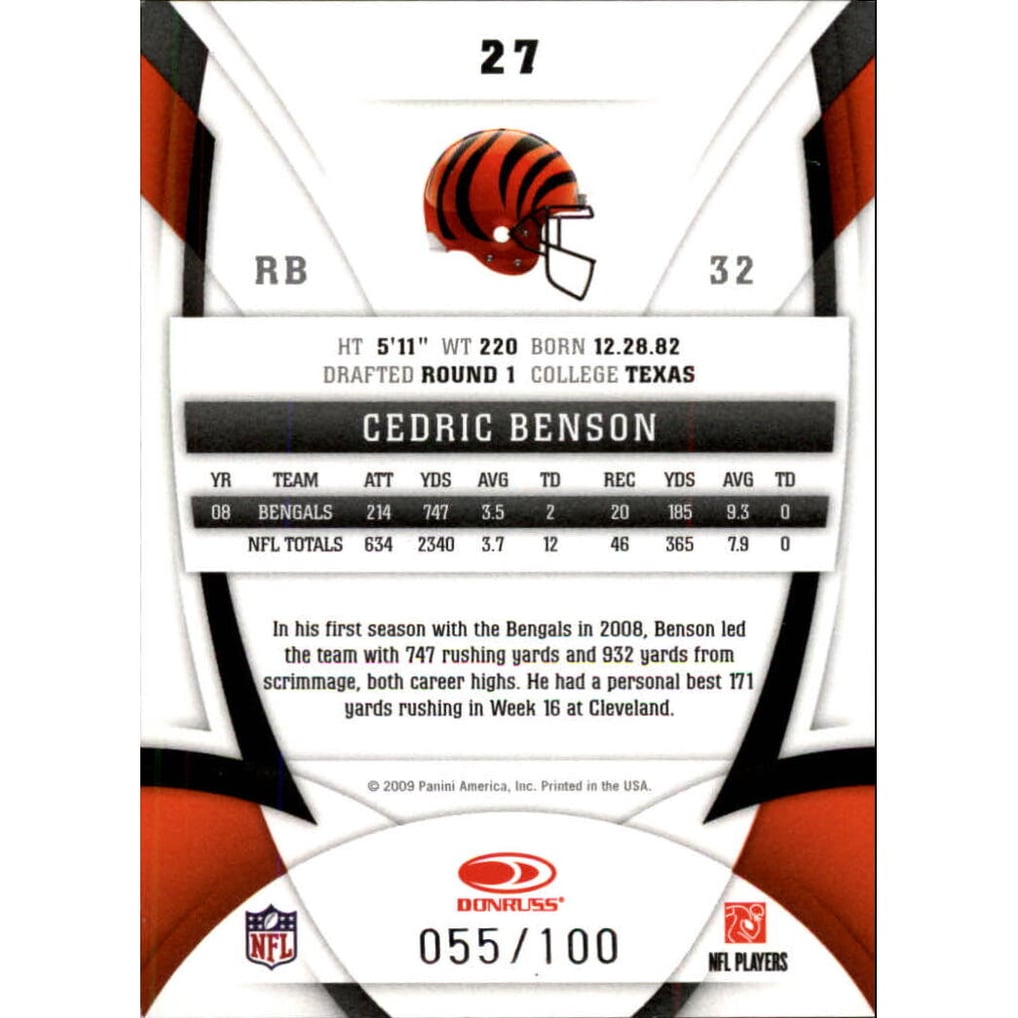 2009 Certified Mirror Blue #27 Cedric Benson