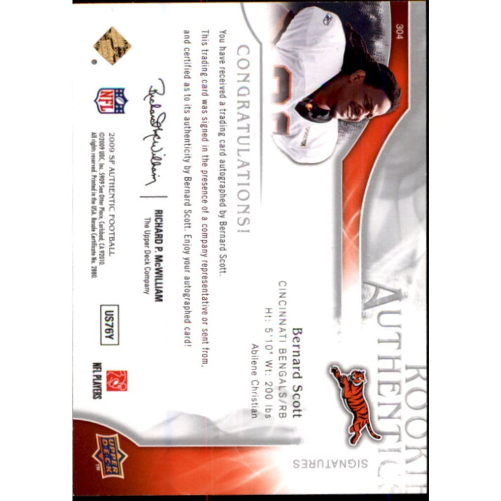 2009 SP Authentic #304 Bernard Scott AU RC