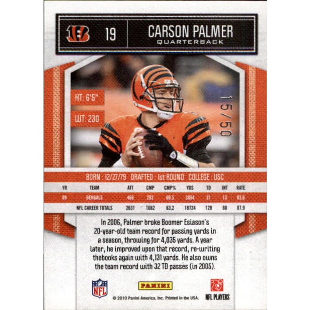 2010 Classics Timeless Tributes Gold #19 Carson Palmer