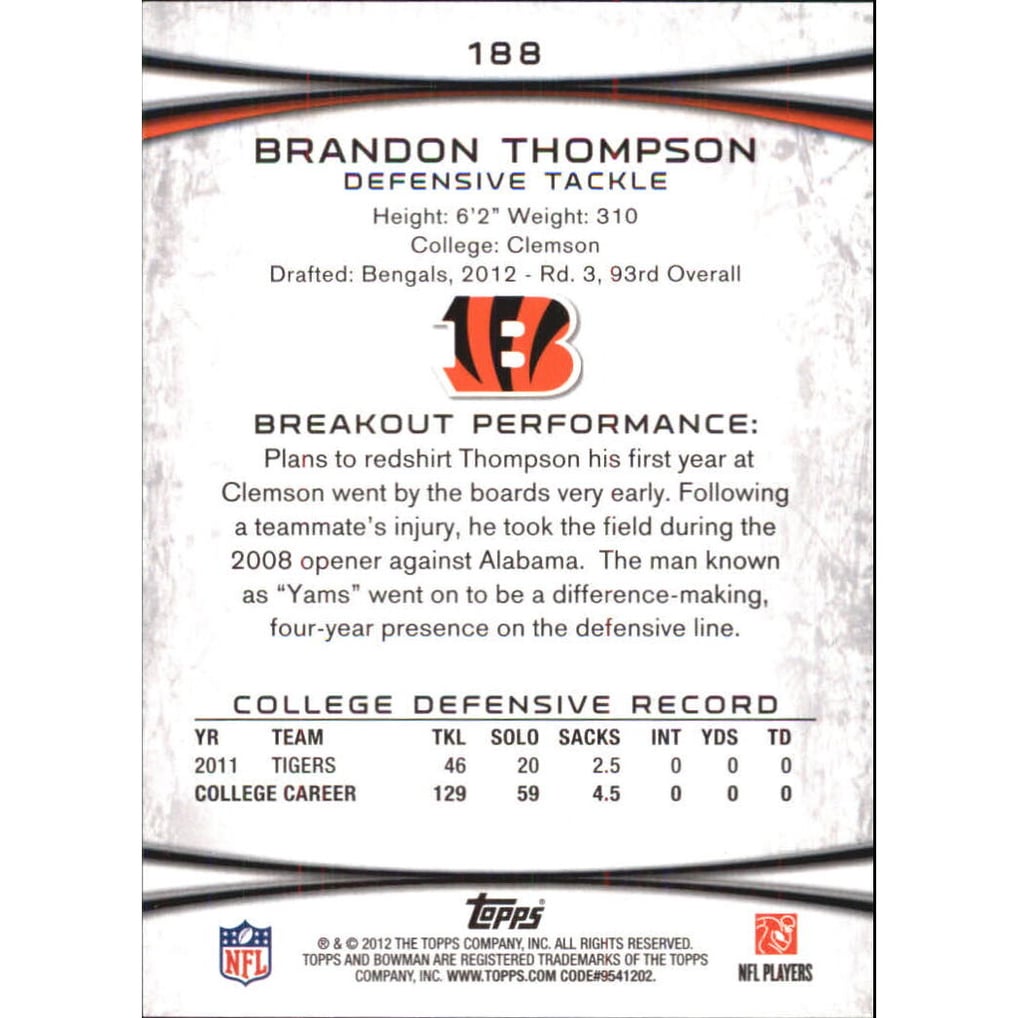 2012 Bowman Silver #188 Brandon Thompson