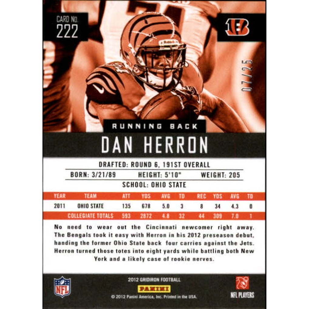 2012 Gridiron Platinum X's #222 Dan Herron