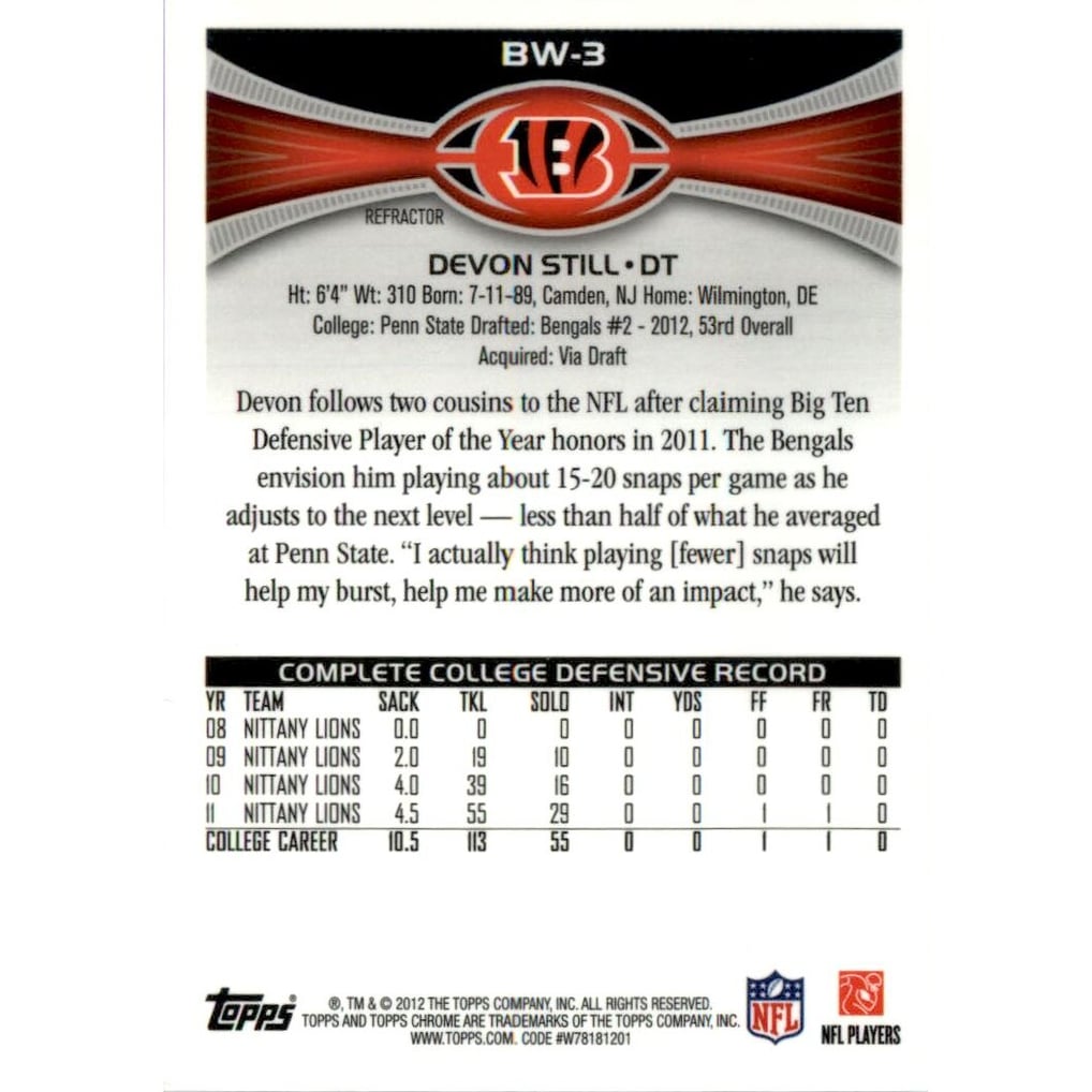 2012 Topps Chrome Blue Wave Refractors #BW3 Devon Still