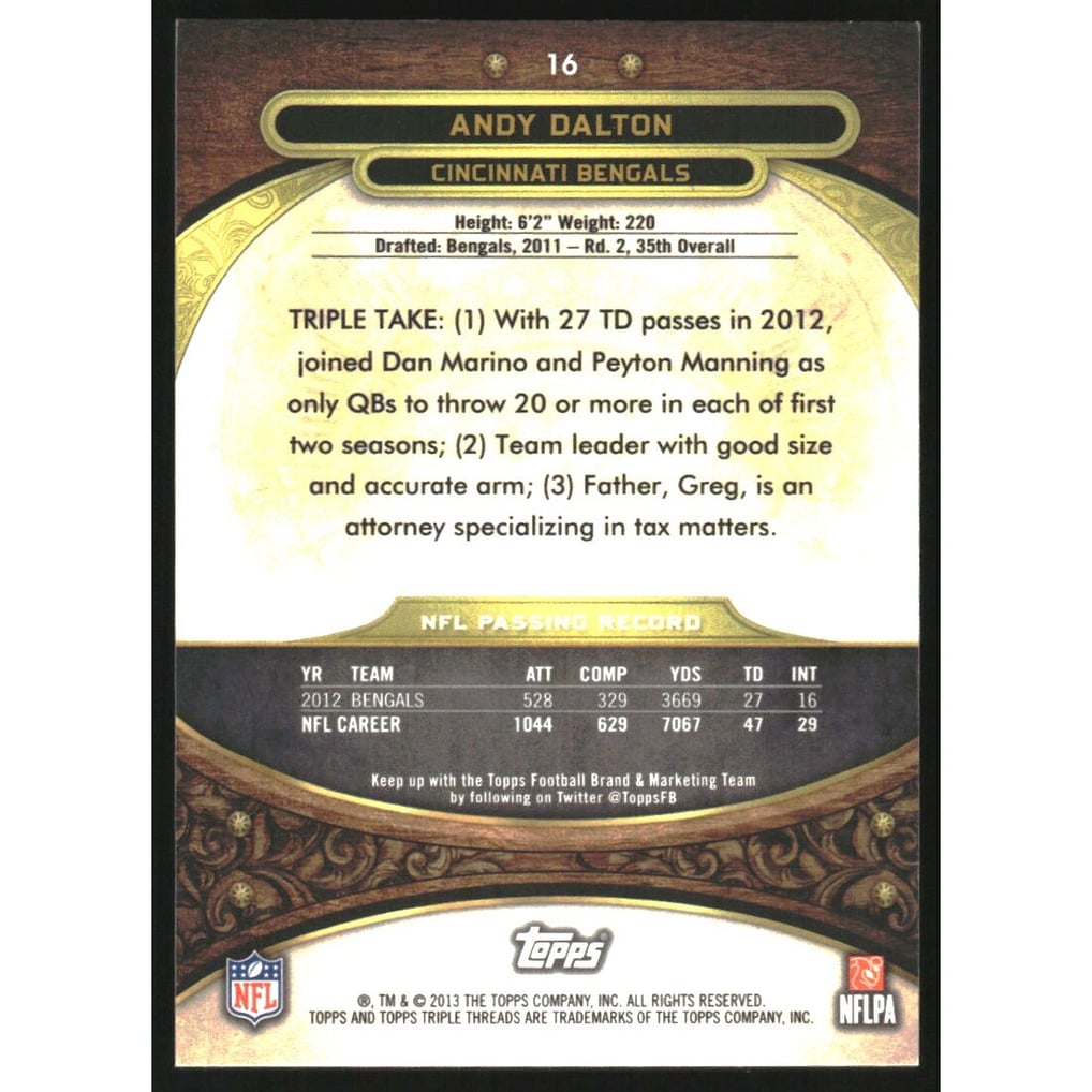 2013 Topps Triple Threads Ruby #16 Andy Dalton