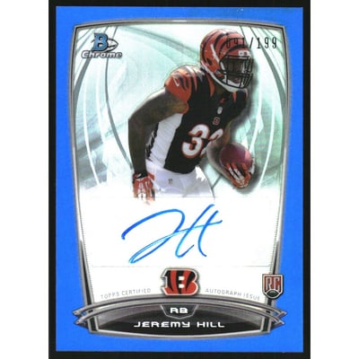2014 Bowman Chrome Rookie Autographs Blue Refractors #RCRAJH Jeremy Hill