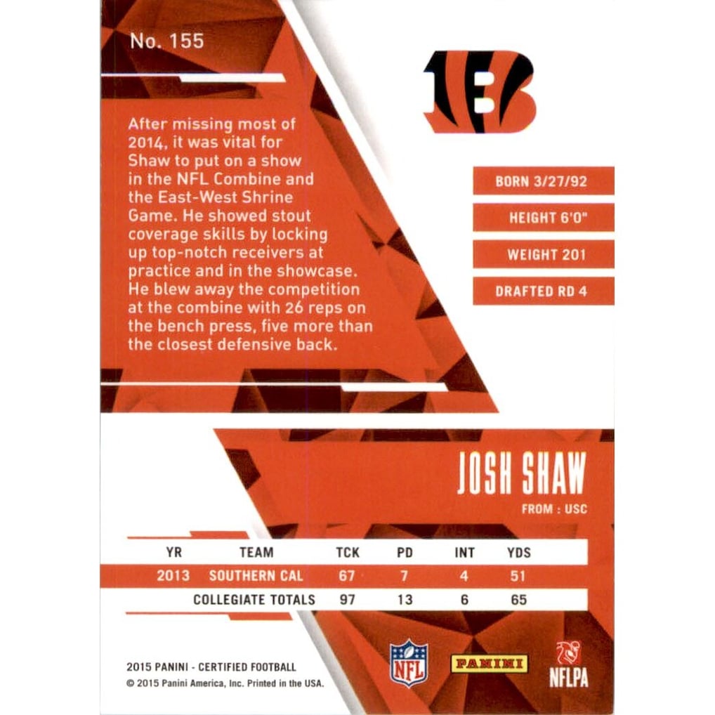 2015 Certified Mirror Blue #155 Josh Shaw