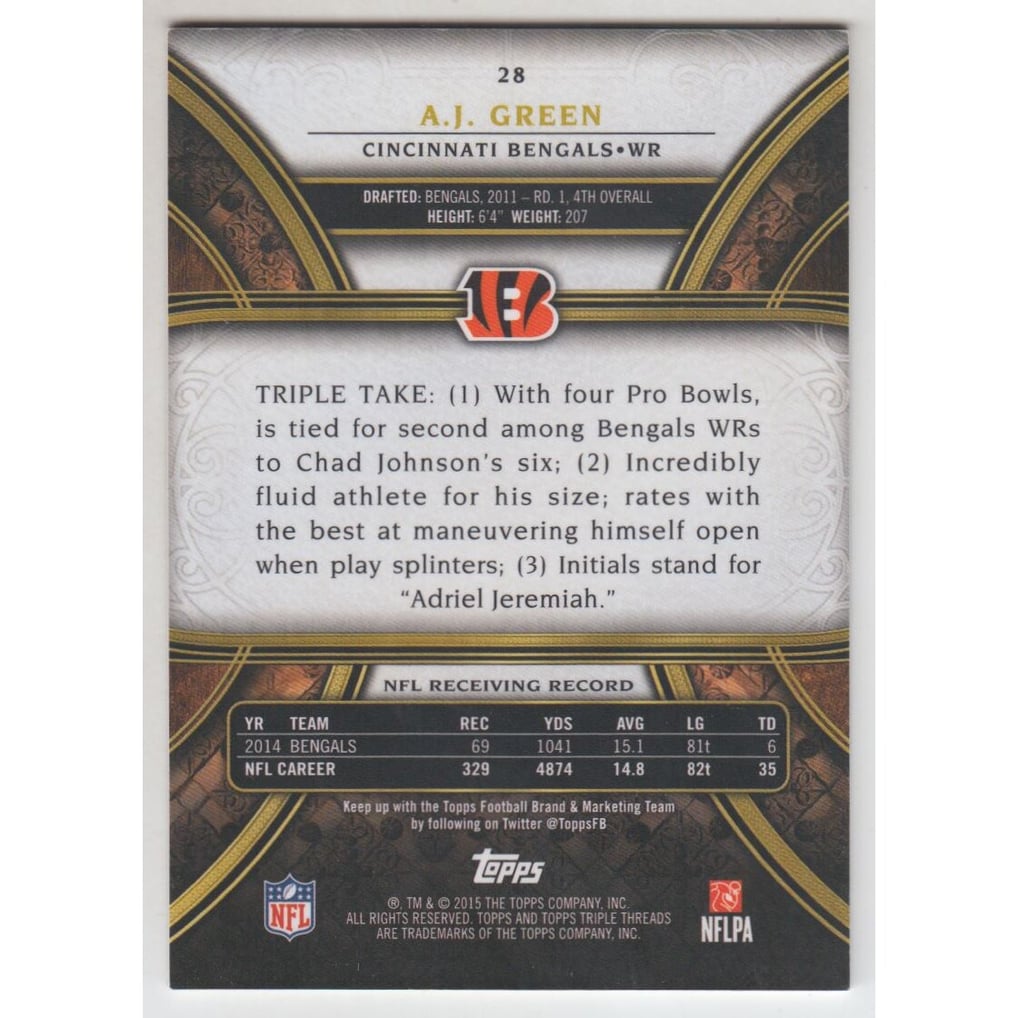 2015 Topps Triple Threads Ruby #28 A.J. Green