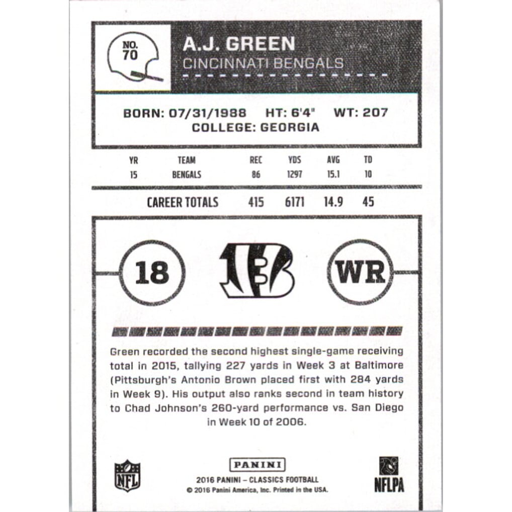 2016 Classics Timeless Tributes Bronze #70 A.J. Green