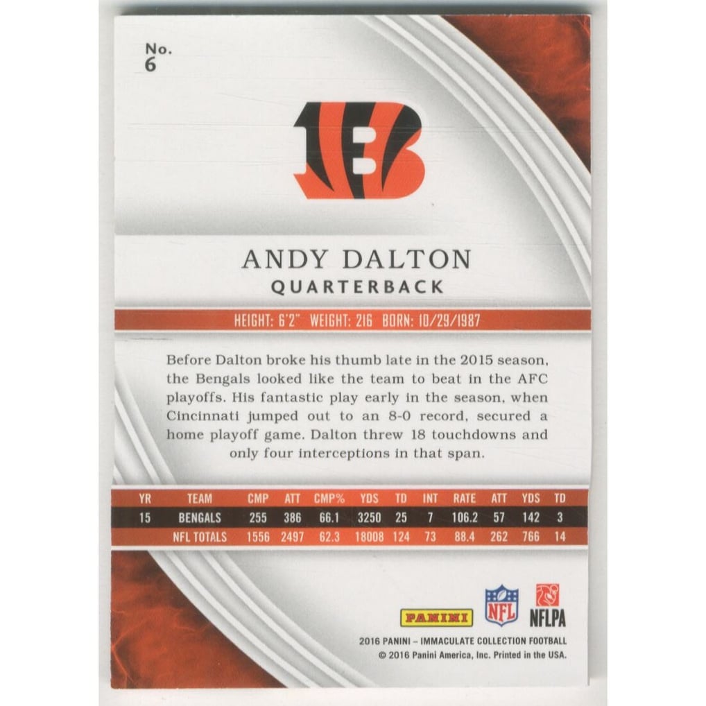 2016 Immaculate Collection #6 Andy Dalton
