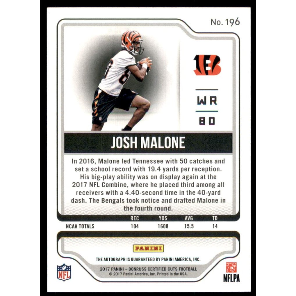 2017 Certified Cuts Rookie Scripts Silver #196 Josh Malone