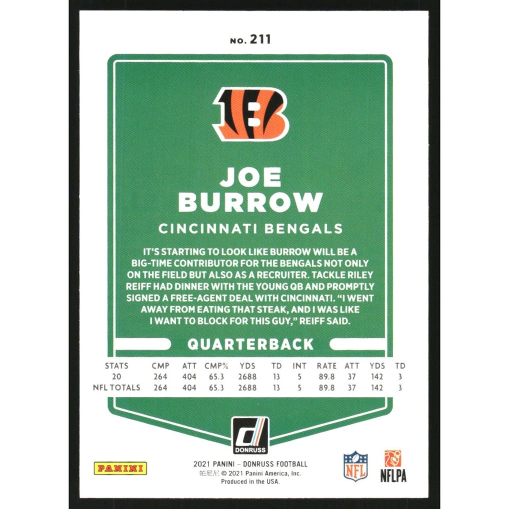 2021 Donruss Press Proof Red #211A Joe Burrow