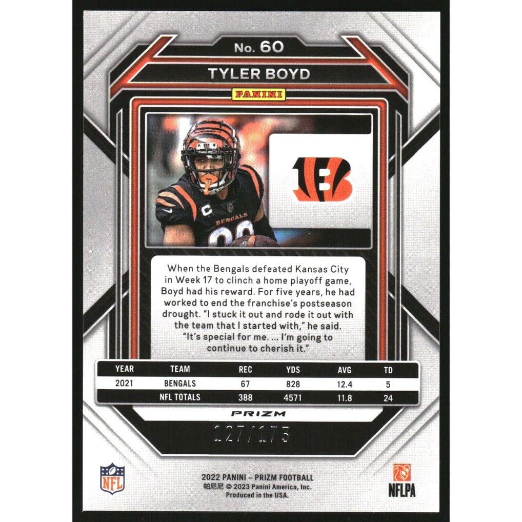 2022 Panini Prizm Prizms Hyper #60 Tyler Boyd