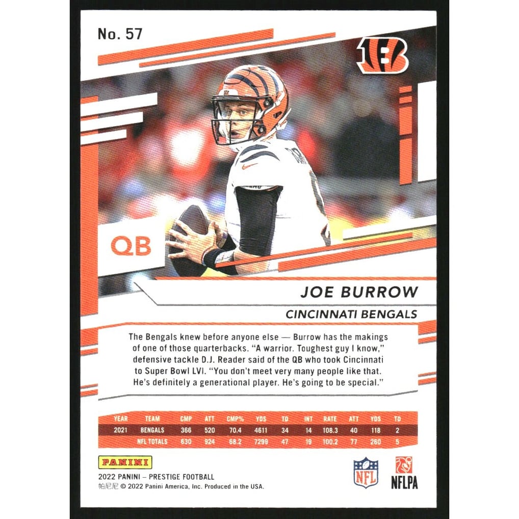 2022 Prestige Xtra Points Sunburst #57 Joe Burrow