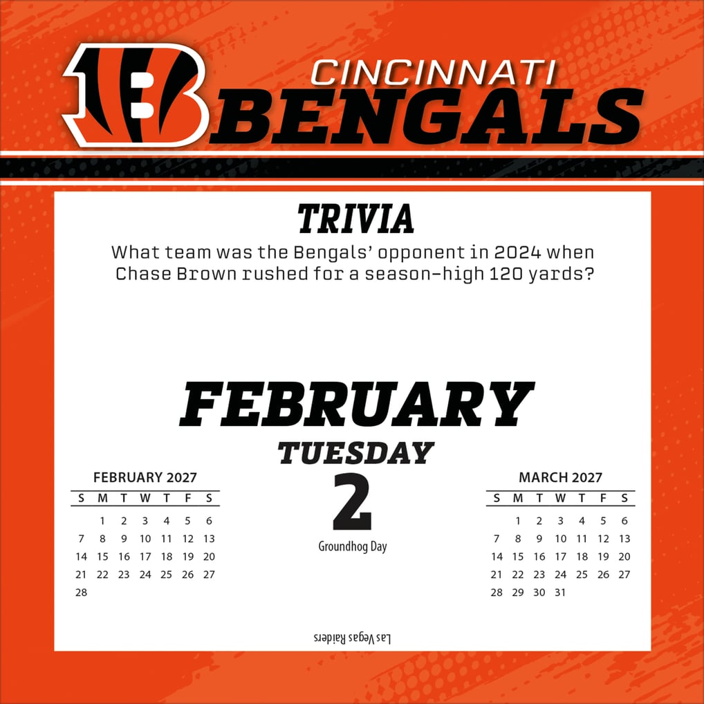 Cincinnati Bengals 2027 Box Calendar
