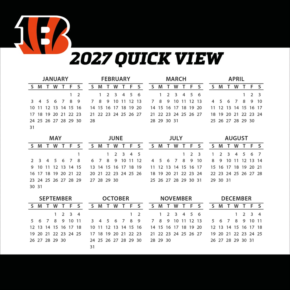Cincinnati Bengals 2027 Box Calendar
