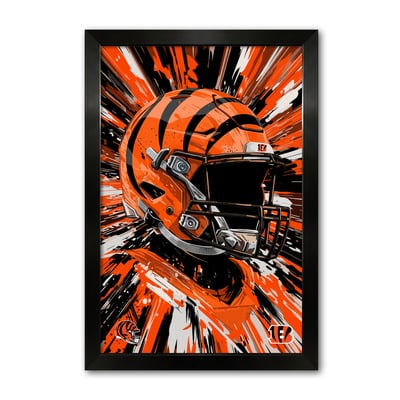 Cincinnati Bengals 27" x 39" Framed Football Helmet Hyper Speed Art Print