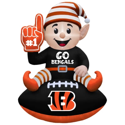 Cincinnati Bengals 4' Elf on a Football Outdoor Yard Inflatable