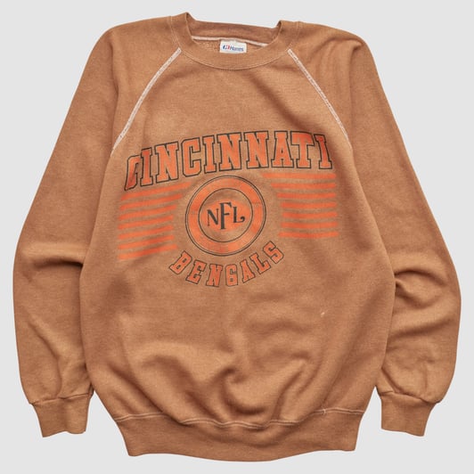 Cincinnati Bengals Hanes 80s Pullover Sweatshirt - Clay - XXS by Fanatics Real Vintage