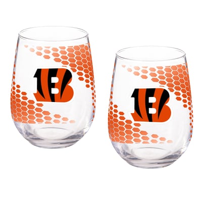 Cincinnati Bengals Two-Piece 17oz. Color Fade Stemless Wine Glass Set