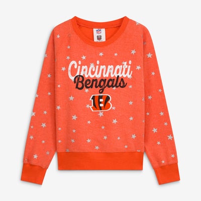  Cincinnati Bengals Wes & Willy Girls Youth Shimmer Star Sweatshirt - Orange