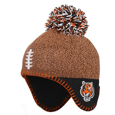 Cincinnati Bengals Outerstuff Infant Football Head Knit Hat with Pom - Brown