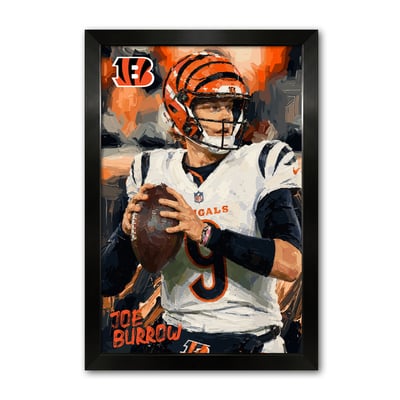 Joe Burrow Cincinnati Bengals 27" x 39" Framed Football Player Action Portrait – Artist Series Print
