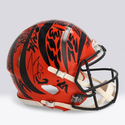 Joe Burrow Cincinnati Bengals Autographed Fanatics Authentic Riddell Speed Authentic Helmet - Art by JK5 - Limited Edition #1/1 - UW25