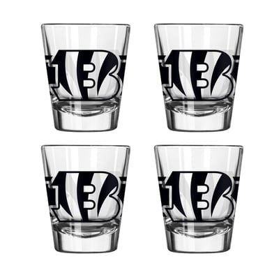 Cincinnati Bengals Logo Brands Four-Piece Stripe Shot Glass Set
