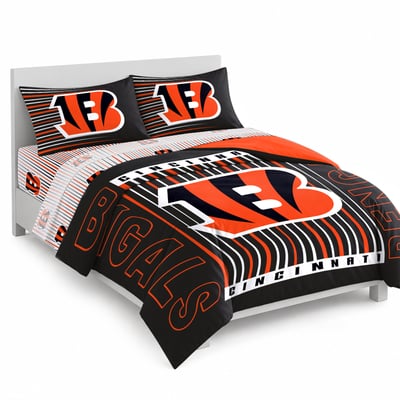 Logo Brands Cincinnati Bengals Momentum Bed In A Bag - Queen