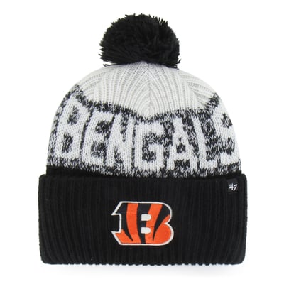  Cincinnati Bengals '47  Bone Chill Cuffed Knit Hat with Pom - Black