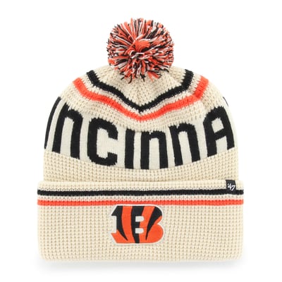  Cincinnati Bengals '47 Quattrle Cuffed Knit Hat with Pom - Natural