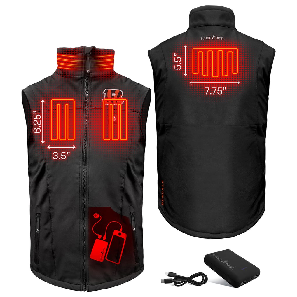  Cincinnati Bengals ActionHeat 5V Softshell Battery Heated Full-Zip Vest - Black