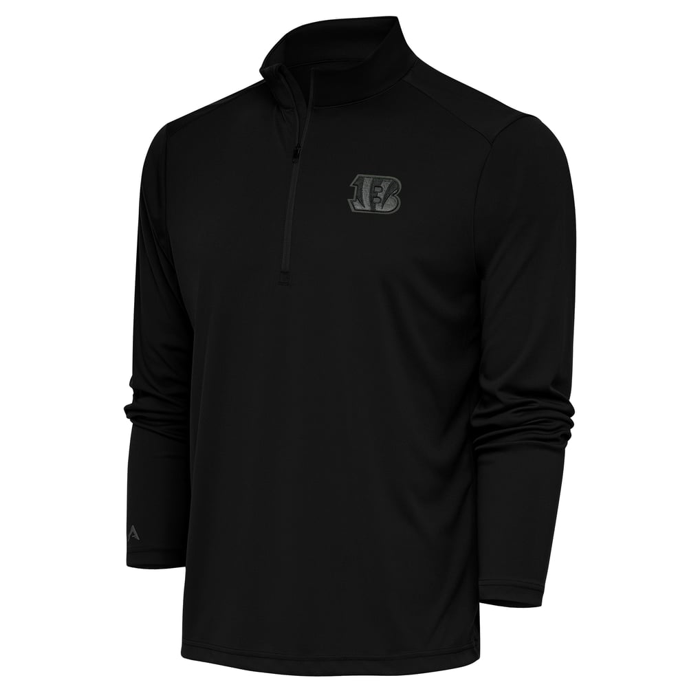 Cincinnati Bengals Antigua Tonal Logo Tribute Quarter-Zip Pullover Top - Black